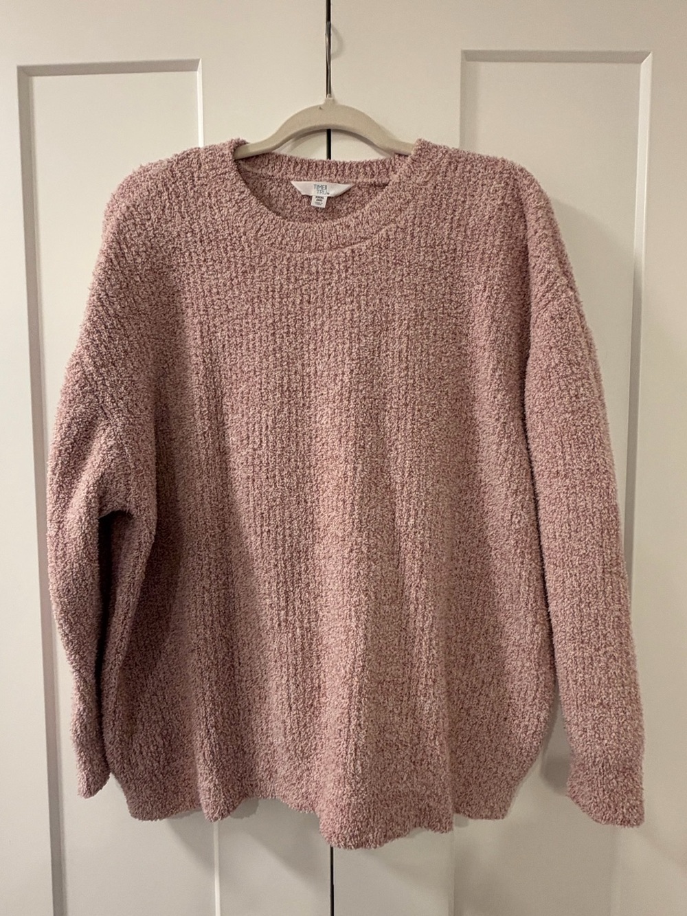 Time and Tru Dusty Pink Plush Crewneck Sweater